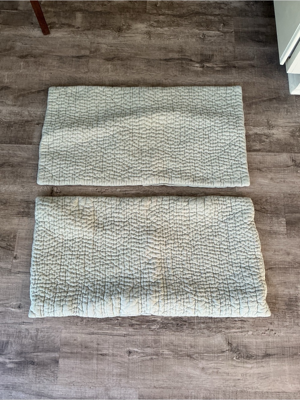 Garnet Hill King Pillow Shams Pair Quilted 100% Cotton Sage Green Handcrafted